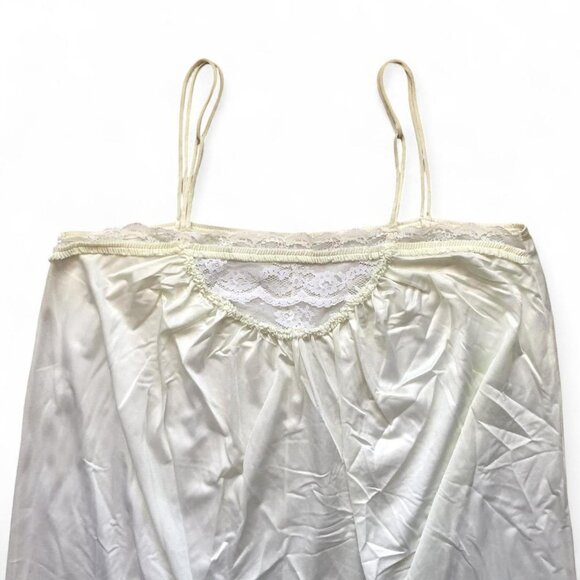 80s Ivory Lace Trim Maxi Slip - Picture 3 of 7
